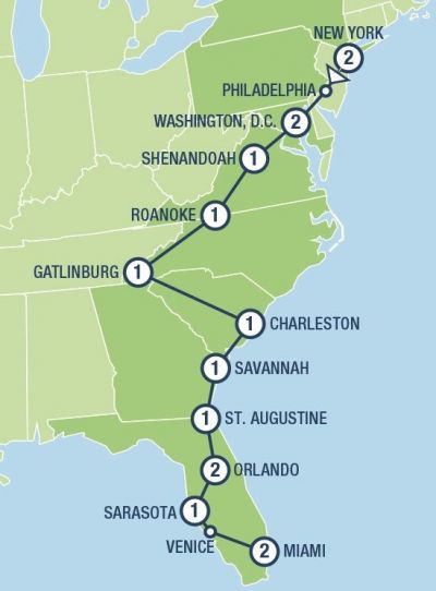 Map showing the Tour regions
